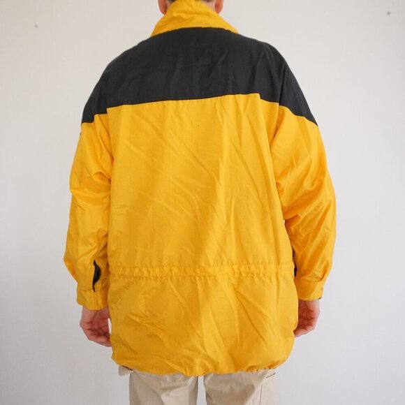 VTG '90S Oakbrook Yellow Black Nautical Utility Nylon Zip Up Jacket 3X - Picture 2 of 9